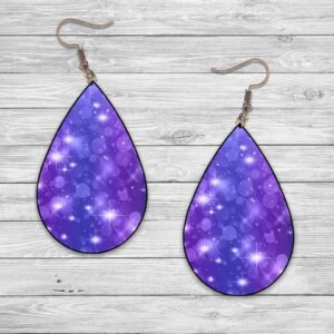 Purple Glitter Sparkling Teardrop Earrings