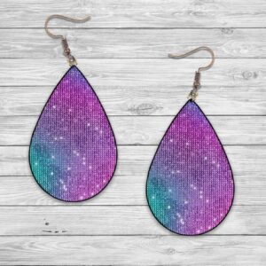 Purple, Teal, Ombre Glitter Teardrop Earrings