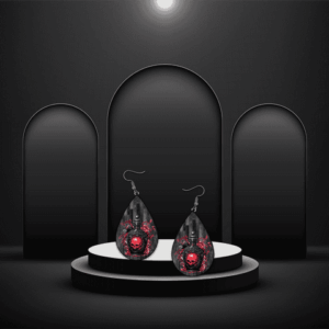 Poison Skull Wood Teardrop Earrings