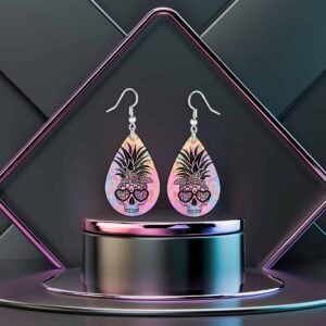 Pastel Pineapple Skull Teardrop Earrings