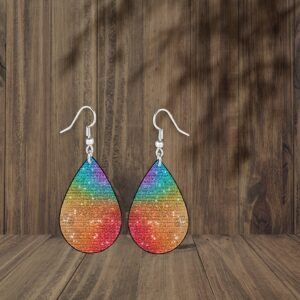 Rainbow Glitter Teardrop Earrings