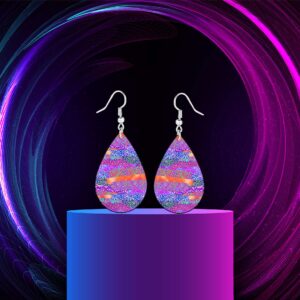 Purple Abstract Teardrop Earrings