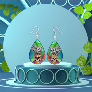 Skull Pineapple Teardrop Earrings