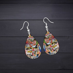 Boho Collage Teardrop Earrings