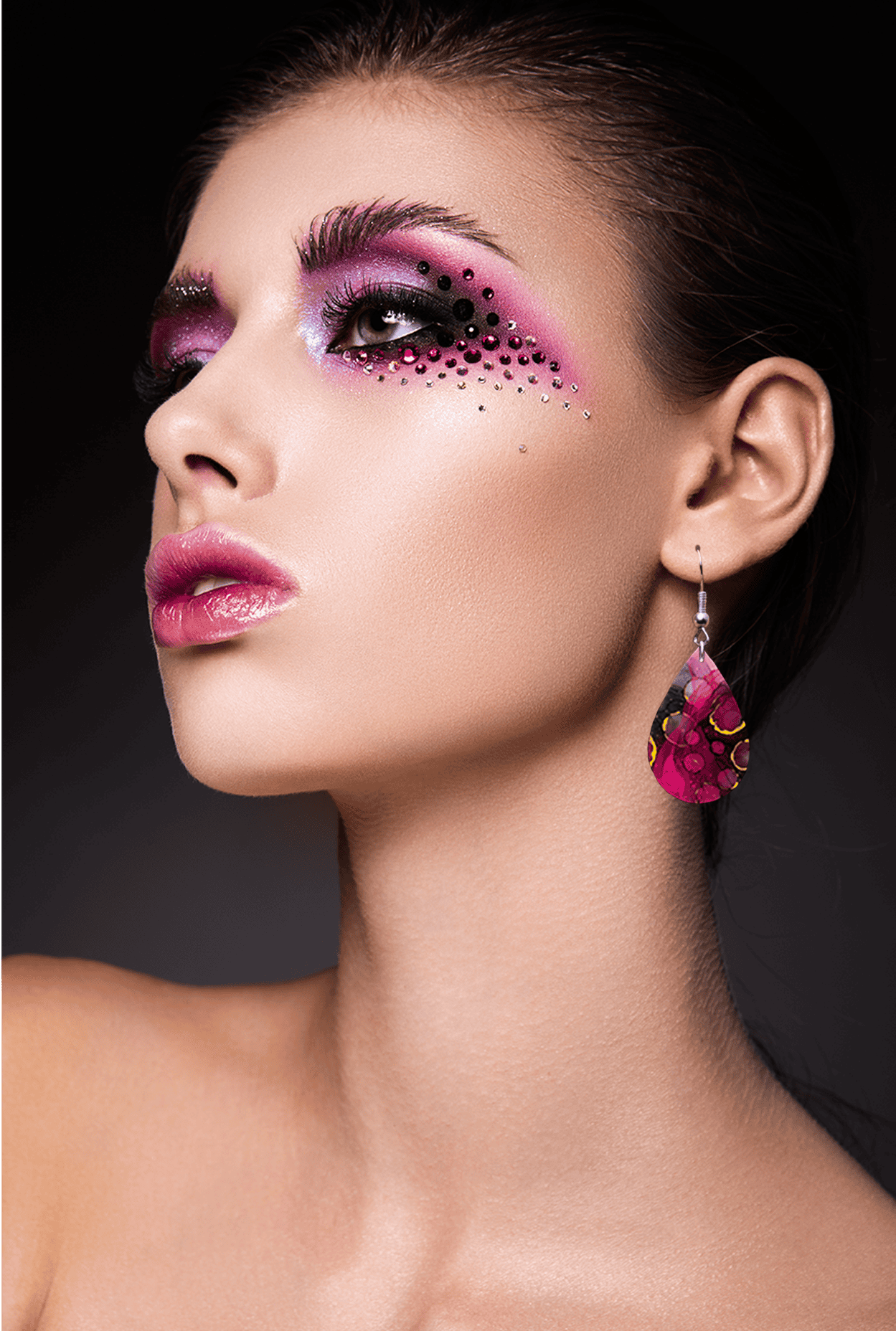 Pink Alcohol Ink Teardrop Earrings - Image 5