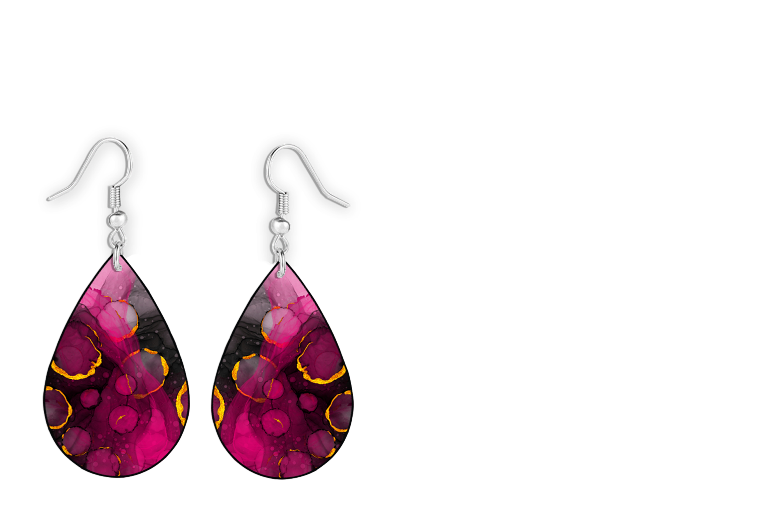 Pink Alcohol Ink Teardrop Earrings - Image 6